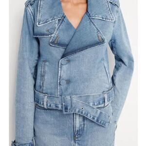 New Good American Belted Crop Denim Jacket – Size XL